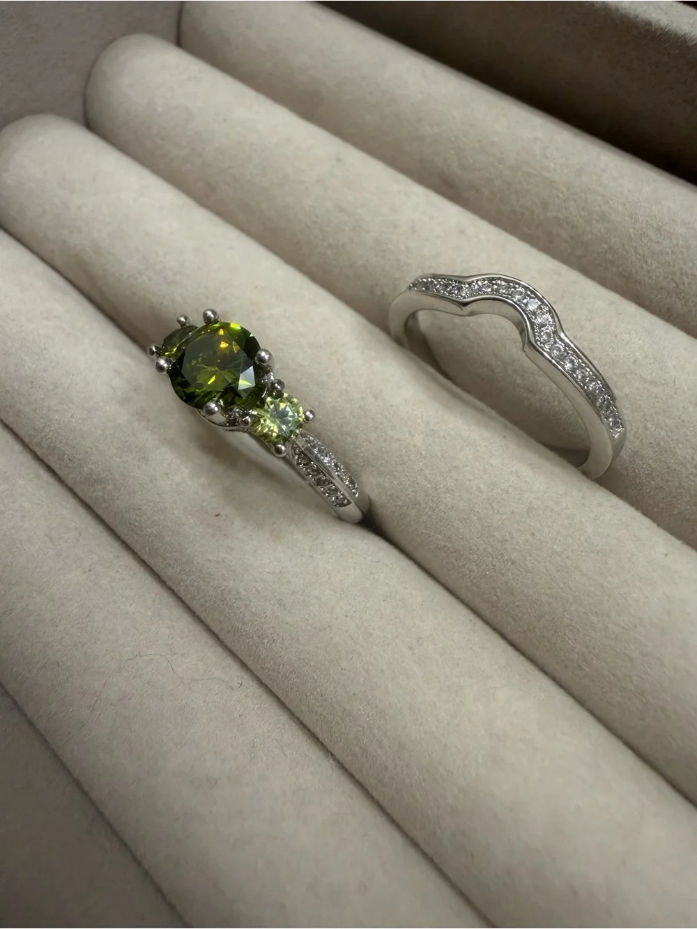 Sterling Silver Peridot Three-Stone Ring